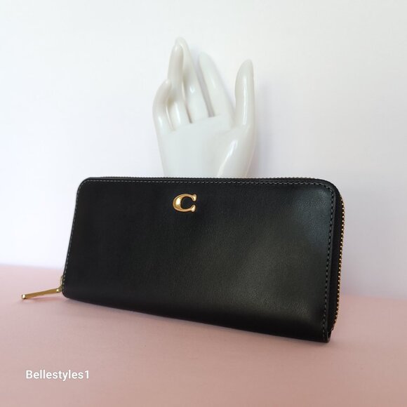 COACH Slim Accordion Smooth Leather Wallet – Black color ⭐ - Picture 5 of 16